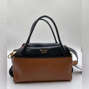 Bowling Ribbon Bicolor Double-Handle Prada Tote Bag